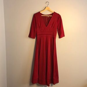 Never Worn Deep Red Long Dress with Side Pockets!!